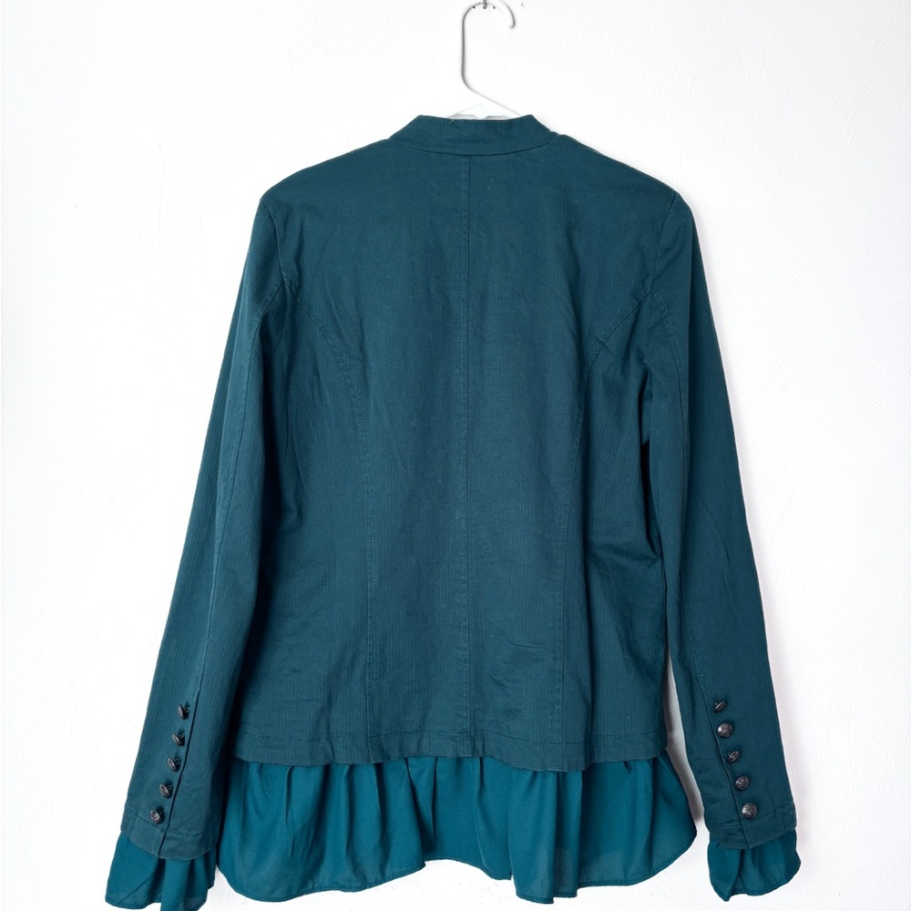 Free People Ruffle Romance Blazer in Deep Teal Size M - Picture 5 of 6